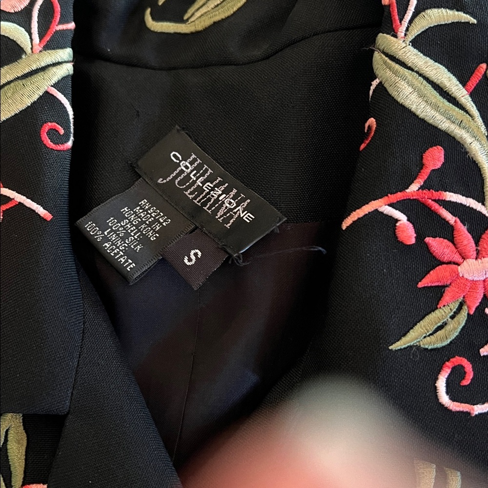 Floral Embroidered Black Coat - Picture 12 of 14